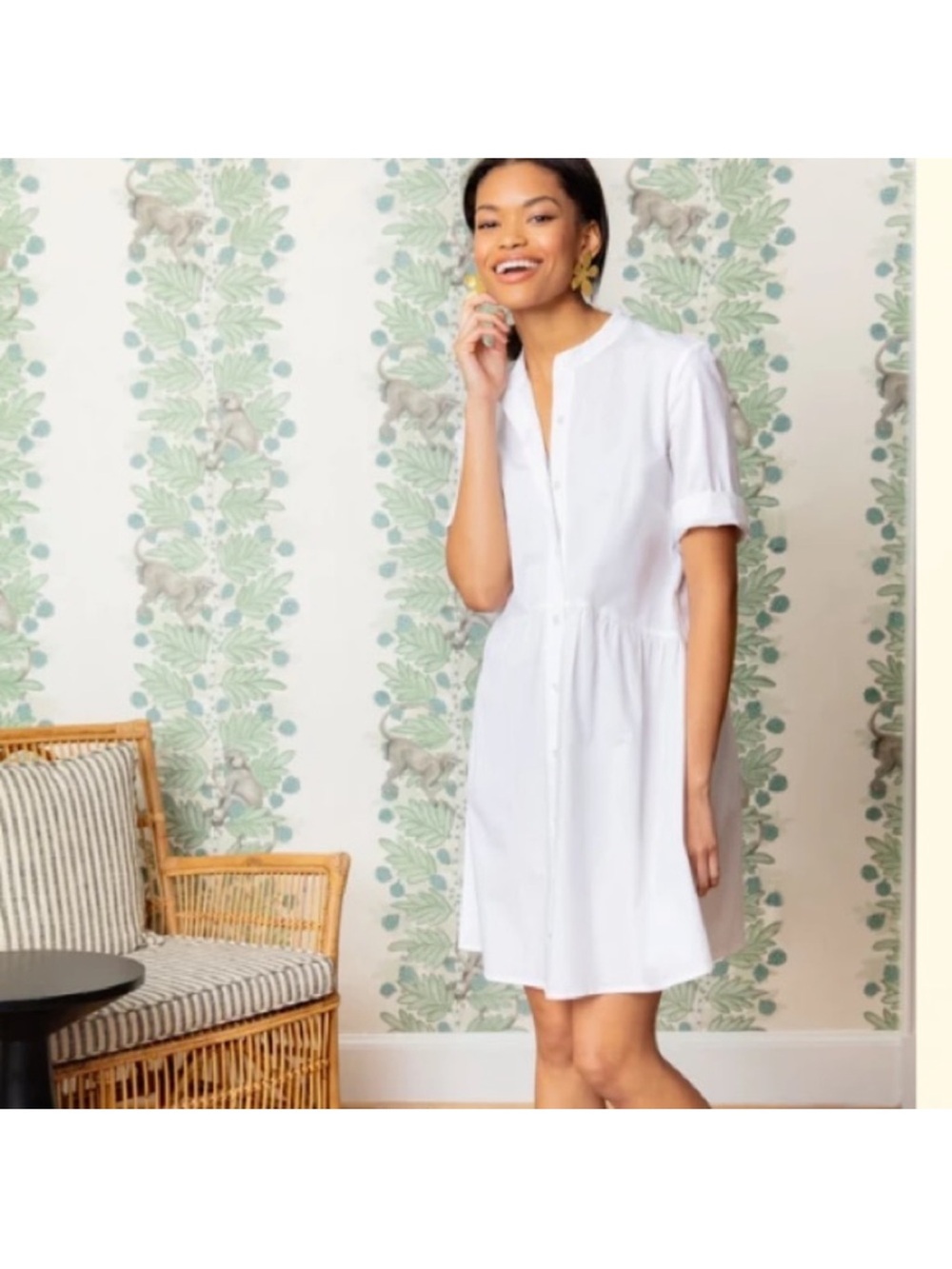 TUCKERNUCK White Cotton Royal Shirt Dress Size L NWOT